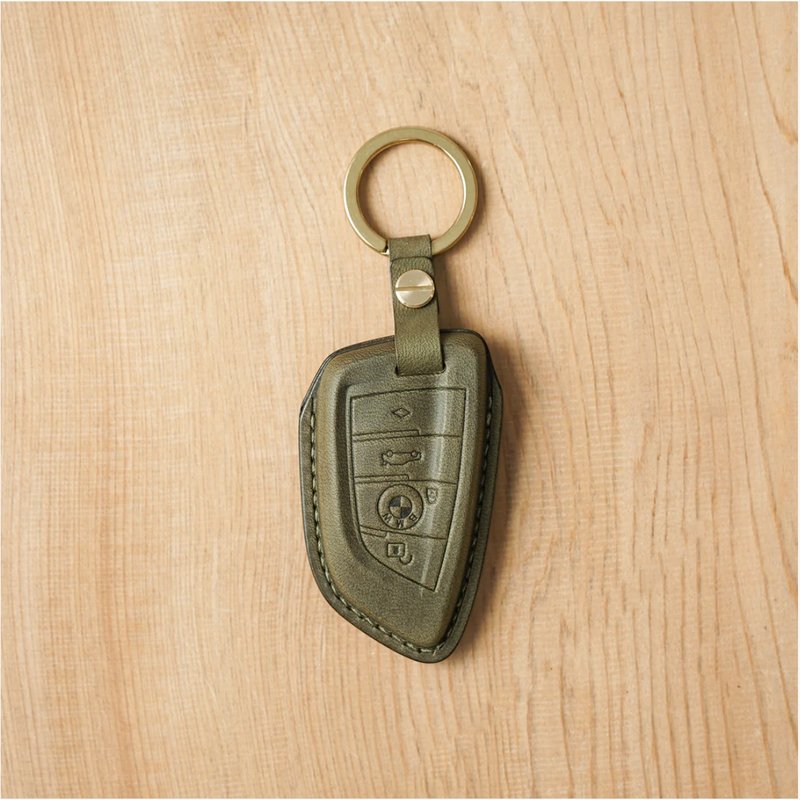 艸Yitaren-Customized Handmade Leather BMW Blade Key Case - Keychains - Genuine Leather Gray