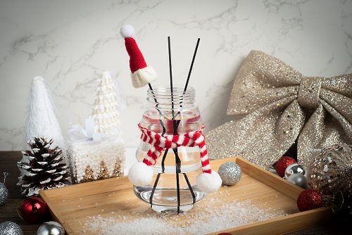 QIDINA 創意居家 QIDINA 聖誕 聖誕造型香氛擴香瓶大容量500ml 贈纖維棒+聖誕配件