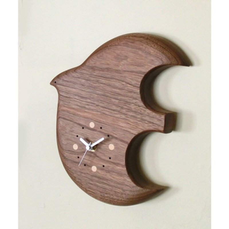 Bird clock / walnut - นาฬิกา - ไม้ 