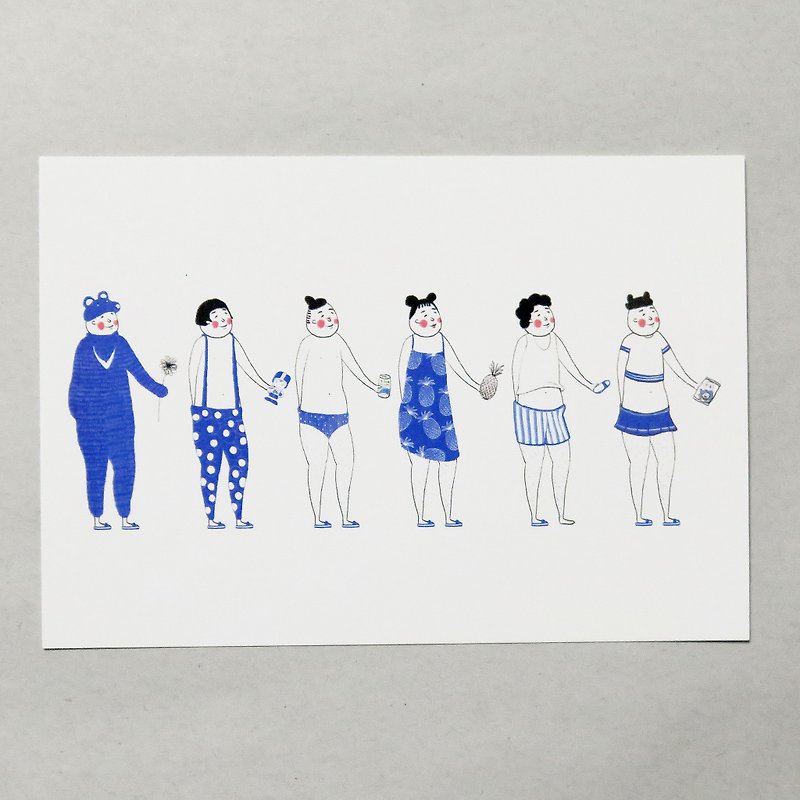 TransvestiteノースノースファッションUncle_Taiwan /イラストレーターポストカード - カード・はがき - 紙 ブルー