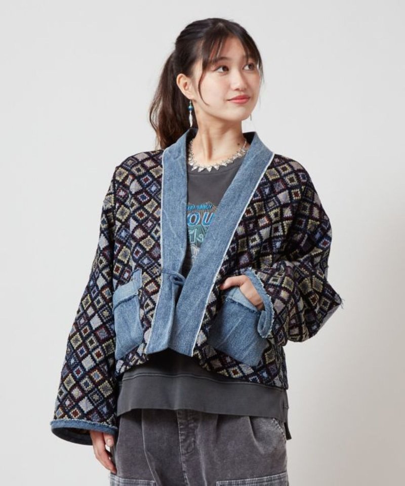 【熱門預購】女款拼接牛仔開襟外套 (2色) COH-5301 - 女大衣/外套 - 棉．麻 