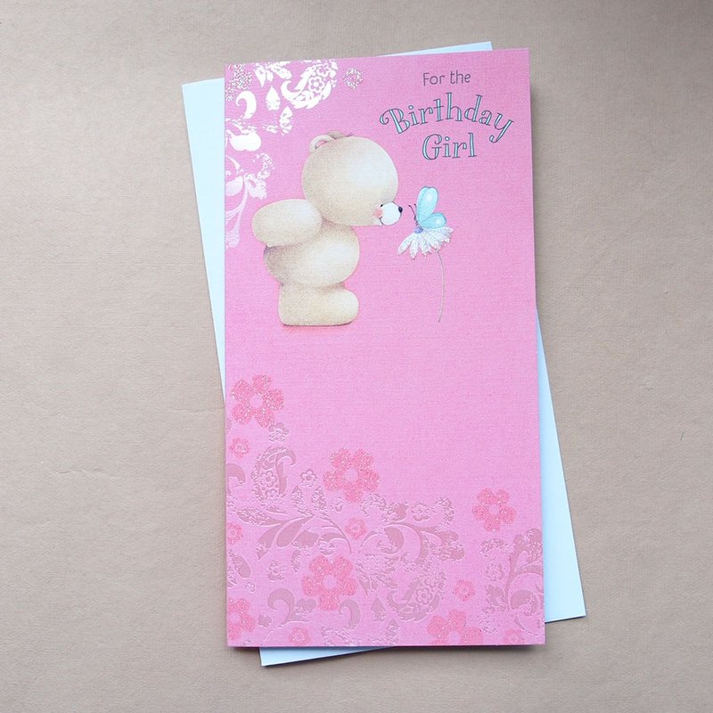 Pink Girl Love Bear【Hallmark-ForeverFriends Card Birthday Wishes】 - การ์ด/โปสการ์ด - กระดาษ สึชมพู