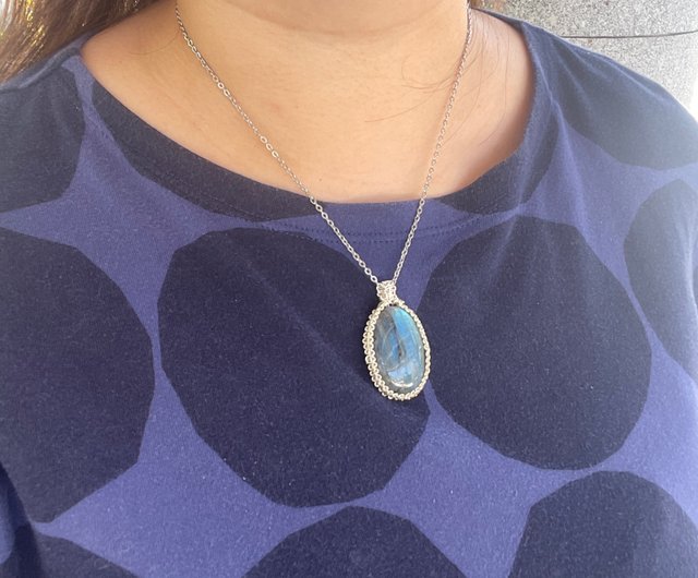 ラブラドライト ワイヤーラッピング ペンダント 221105 ワイヤーラッピングラブラドライトブロンズワイヤー