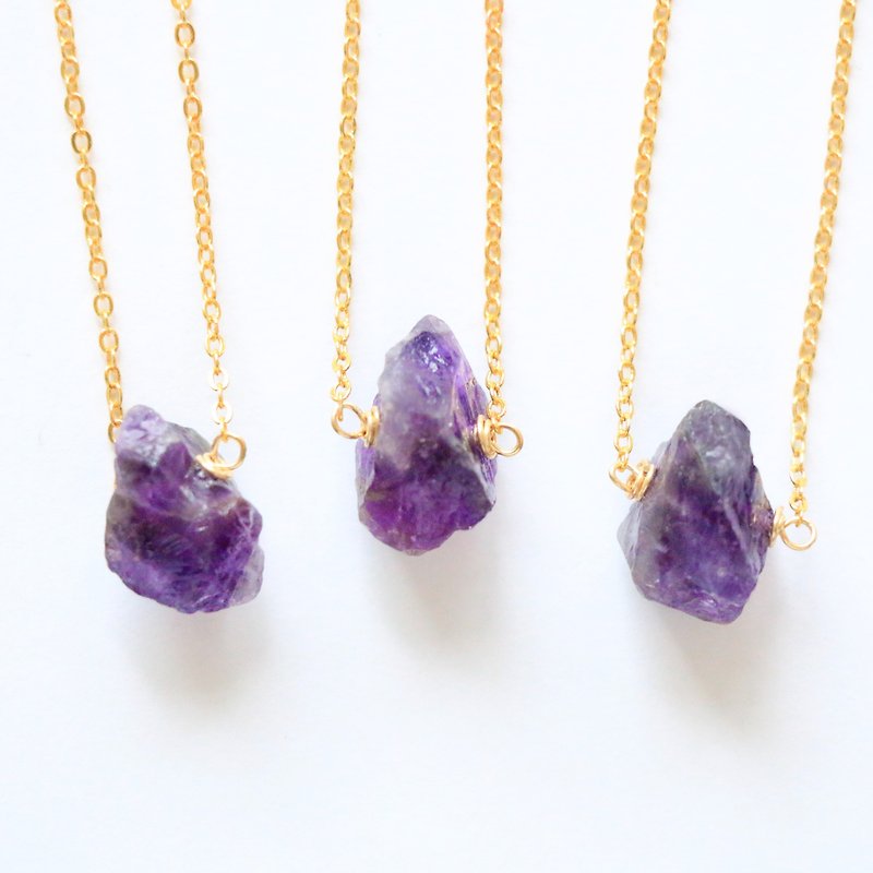 Amethyst necklace - natural crystal necklace 18k gold plated crystal choker - Necklaces - Gemstone Purple