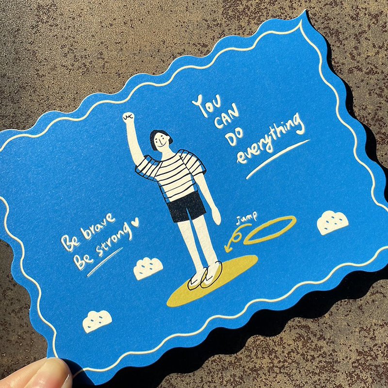 [Exclusive] [Single Purchase] Hand-painted Thick Pound 600g Positive Energy Greeting Card-Be brave - Cards & Postcards - Paper Blue