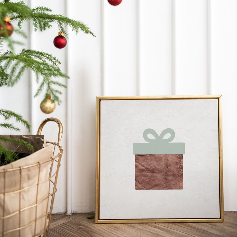 初冬獻禮－小禮包 - 聖誕閃亮小禮物掛畫/客廳佈置/可雷雕畫框 - 海報/掛畫/掛布 - 棉．麻 金色