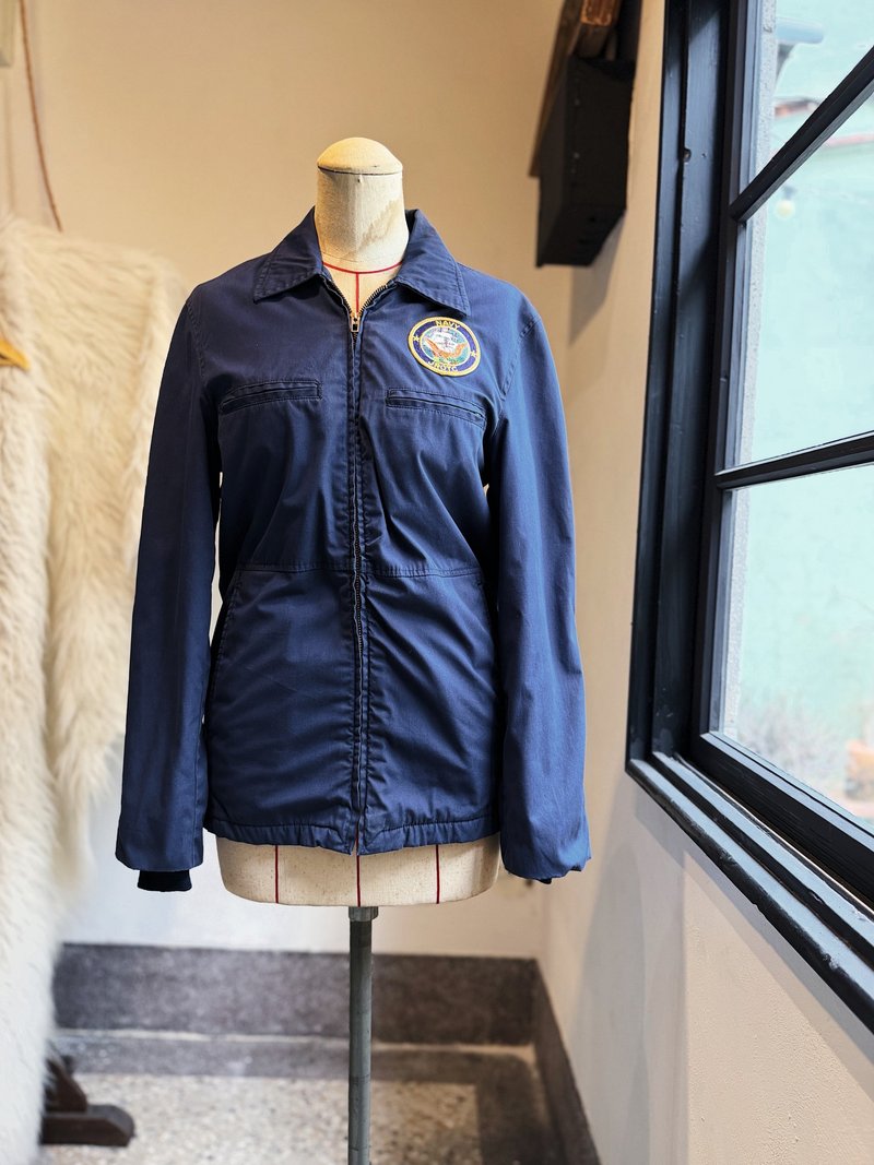 80s US NAVY utility jacket 美國海軍多功能中磅夾克軍外套軍裝 - 女大衣/外套 - 棉．麻 藍色