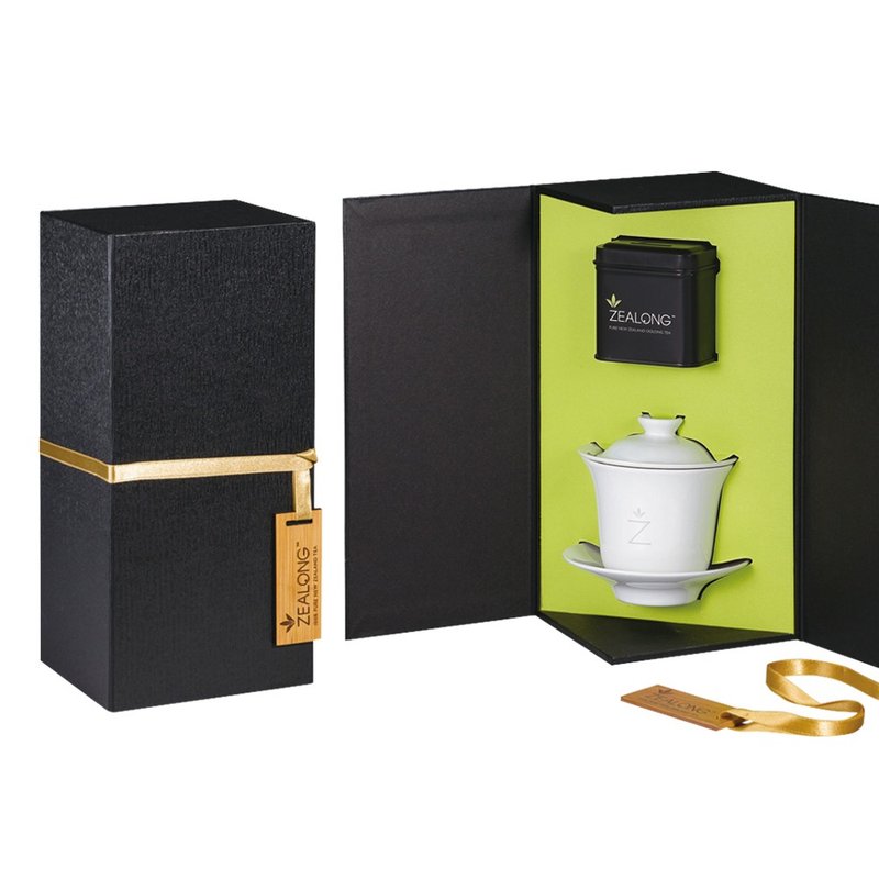 【御璽醇韻禮盒 紐西蘭璽龍茶】有機烏龍茶60g+經典淨白四件組 - 茶葉/茶包/水果茶 - 其他材質 黑色