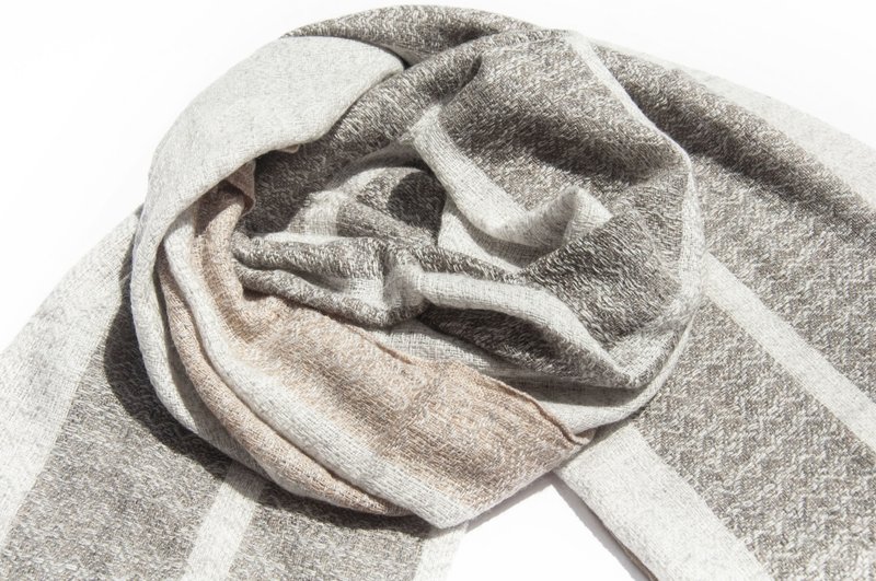 Cashmere Knitted Scarf Pure Wool Scarf Hand-knitted Scarf Knitted Scarf-Latte - Knit Scarves & Wraps - Wool Khaki