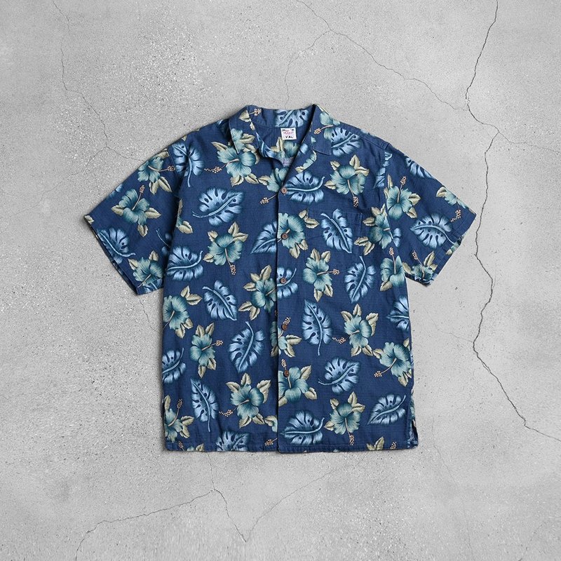 Vintage Aloha Shirts 夏威夷衫 / Vintage 古著 - 男襯衫/休閒襯衫 - 棉．麻 藍色