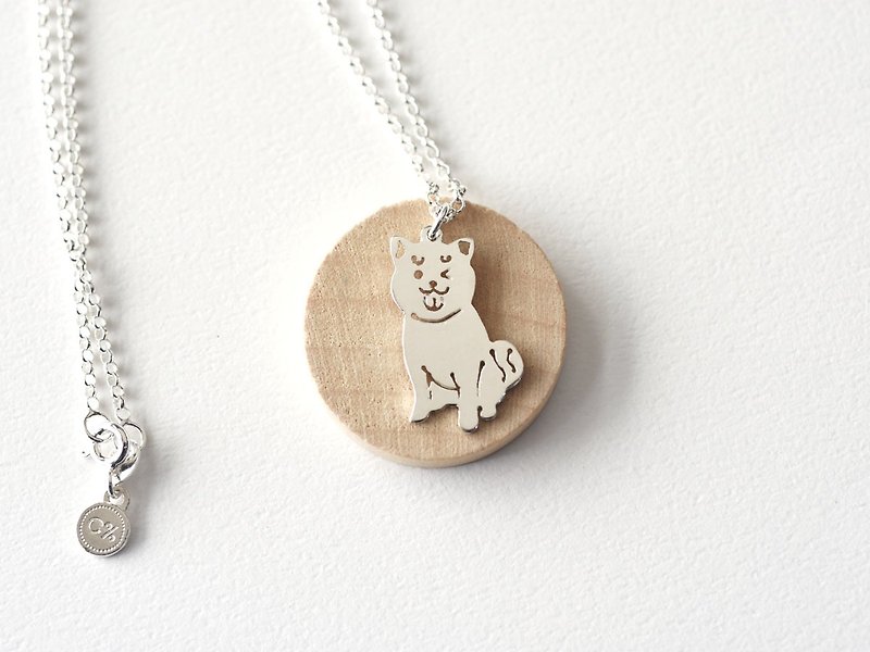 Shiba Inu - Classic Animal Cutout | Thin Necklace 925 Sterling Silver Handmade Silver Lover Gift - Necklaces - Sterling Silver Silver