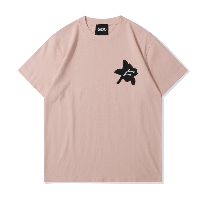 GOC Studio Lily hand-printed reflective T-shirt - dark pink - เสื้อฮู้ด - ผ้าฝ้าย/ผ้าลินิน สึชมพู