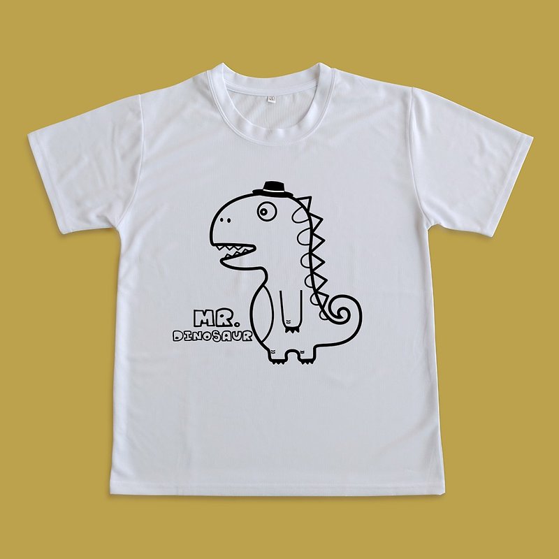 Moisture wicking shirt _ Dinosaur - เสื้อยืดผู้ชาย - เส้นใยสังเคราะห์ ขาว