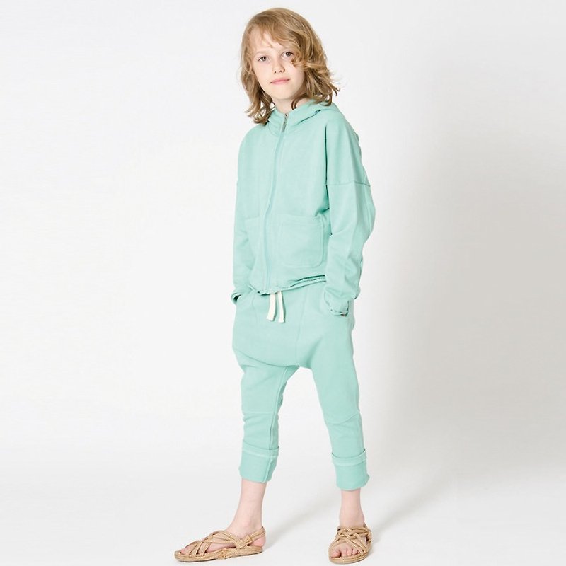 【瑞典童裝】高磅數有機棉哈倫褲2歲至12歲 - 男/女童長褲/短褲 - 棉．麻 綠色