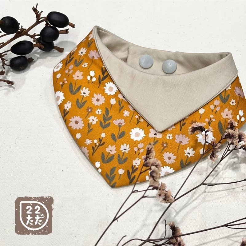 ninitada。Double layer pet scarf-Autumn flowers sunset orange - Clothing & Accessories - Cotton & Hemp Orange