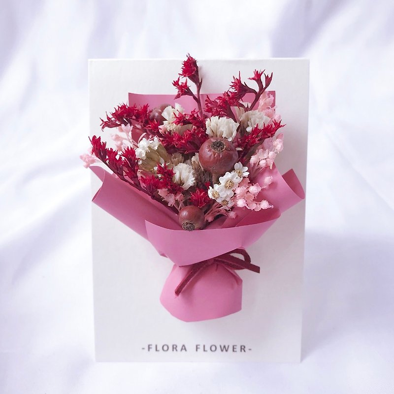 Flora Flower ドライフラワーカード - ピーチピンク - カード・はがき - 寄せ植え・花 