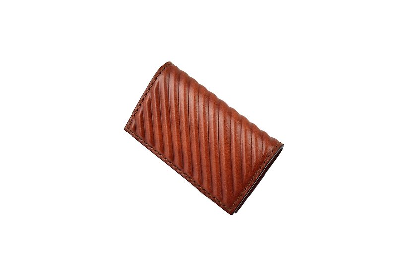 pipilala Solid Leather Business Card Holder-Classic Twill (Coffee Brown) - ที่เก็บนามบัตร - หนังแท้ สีนำ้ตาล