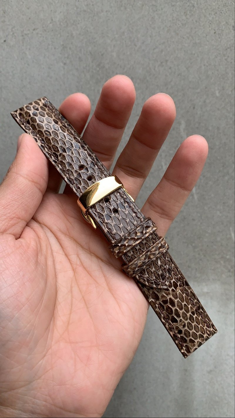 蛇皮錶帶 蟒蛇皮錶帶 皮革錶帶客製 16mm 18mm 20mm 22mm 老錶 - 錶帶 - 真皮 灰色