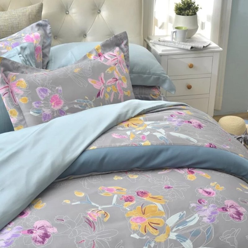 Caliphil Tencel Collagen 300 Woven Quilt Cover/Yonglan/Elegant Gray/Double/Large Duvet Cover - เครื่องนอน - วัสดุอีโค สีเทา