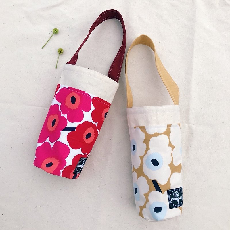 Kettle bag / mini poppies - Beverage Holders & Bags - Cotton & Hemp Multicolor