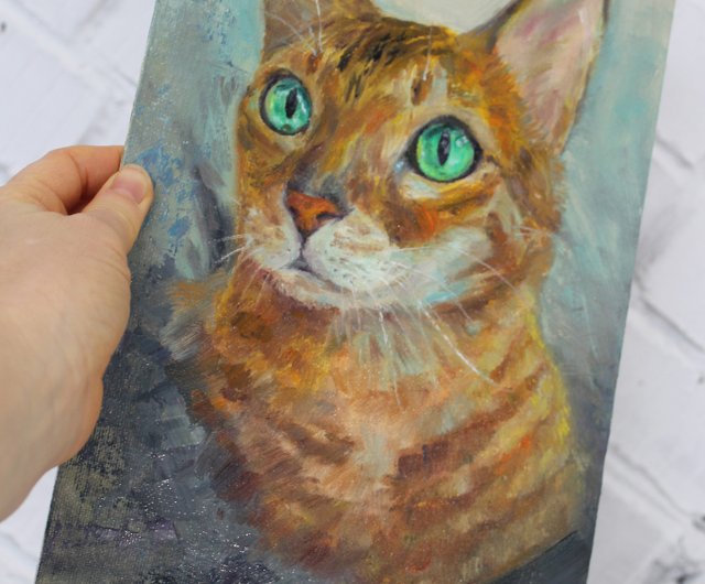 段ボールの動物のアートワークにキャンバスに猫の油絵 - ショップ