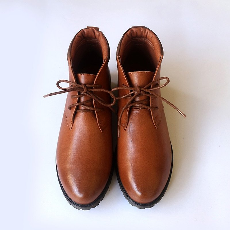 【Time machine】Oil Wax Leather Boots - Brown