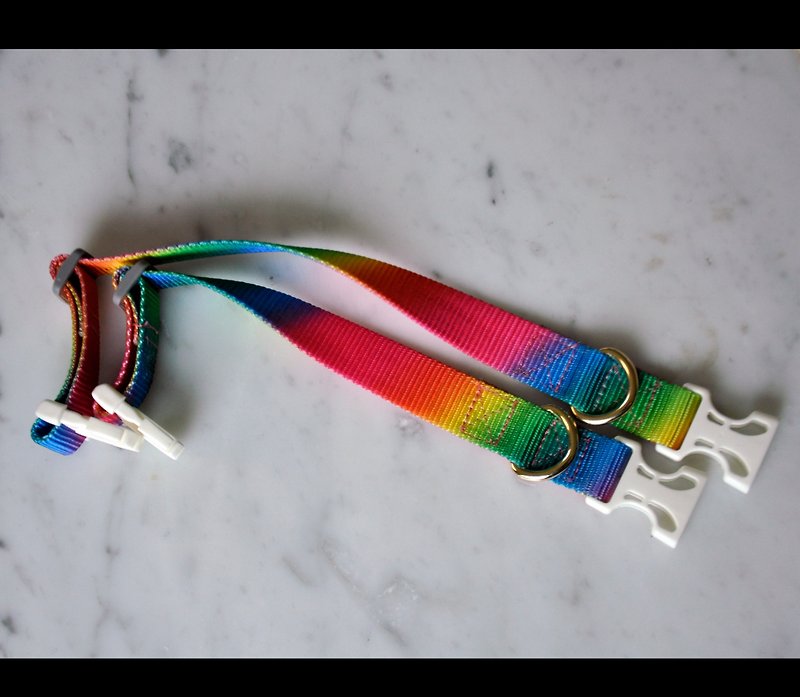 Rainbow Collar Dog Collar Rainbow Support Marriage Affirmative Color Collar LGBT - ปลอกคอ - ไฟเบอร์อื่นๆ หลากหลายสี