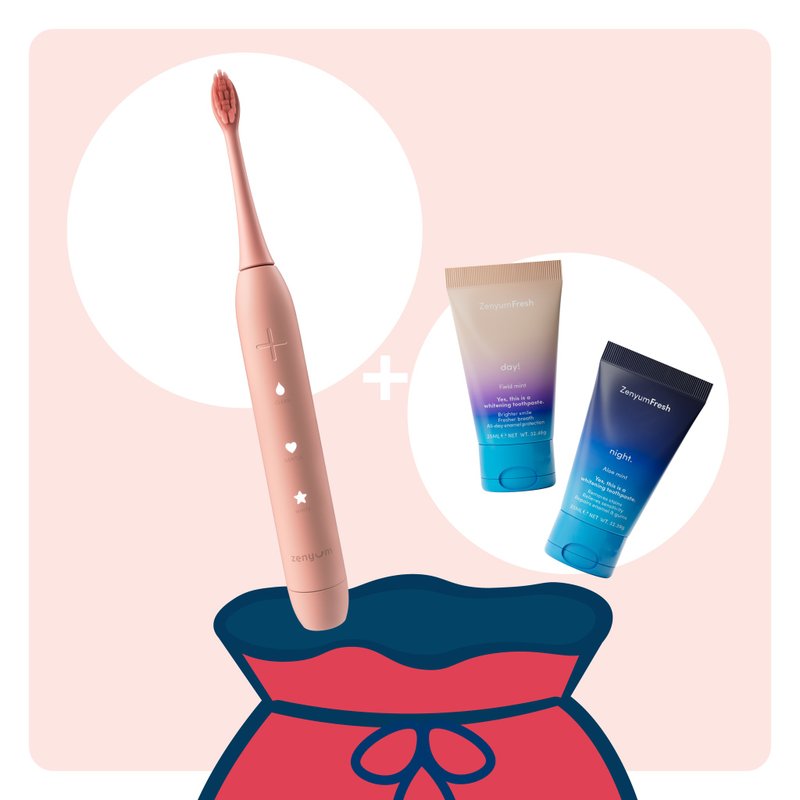 ZenyumSonic Electric Toothbrush (Pink) + Day! and Night. Toothpaste 25ml - แปรงสีฟัน - วัสดุอื่นๆ สึชมพู