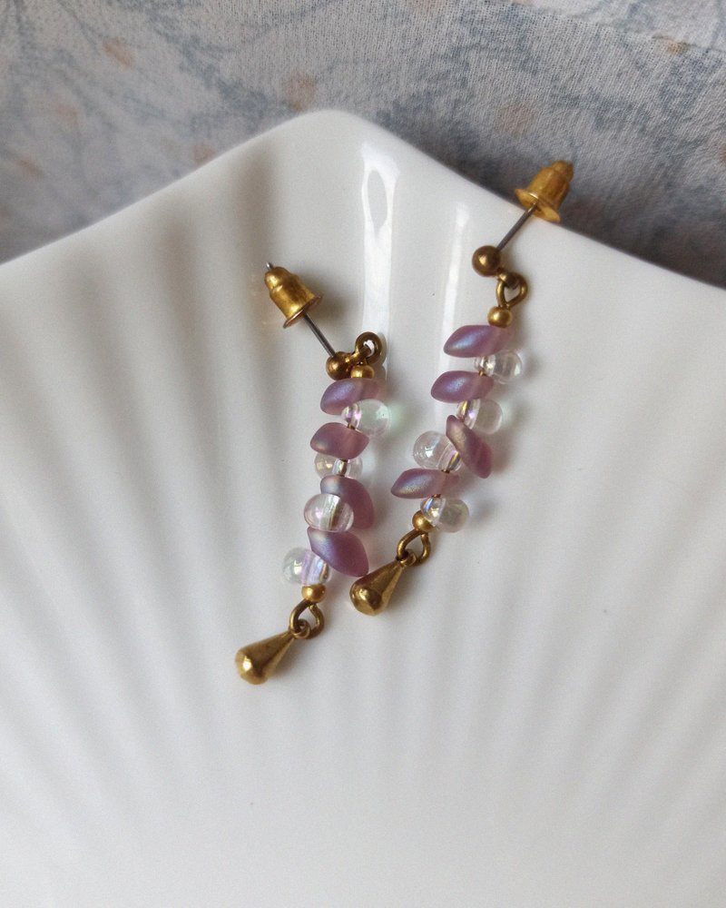 Fruit Drop Earrings / Violet & Bubbles - ต่างหู - ทองแดงทองเหลือง สีม่วง