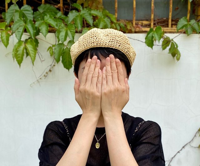 Summer Beret handwoven raffia beret - Shop yourknittera Hats