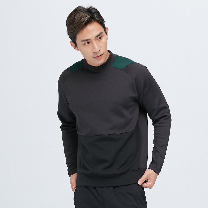 Antibacterial Small Turtleneck Cotton Soft Suction Sweatshirt (Men)-Tunnel Black - เสื้อยืดผู้ชาย - เส้นใยสังเคราะห์ สีดำ