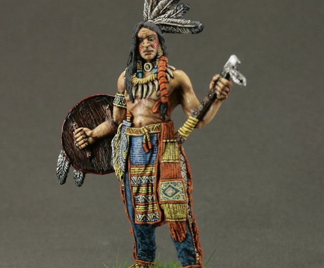 Indian with spear 54 mm Tin toy soldier 