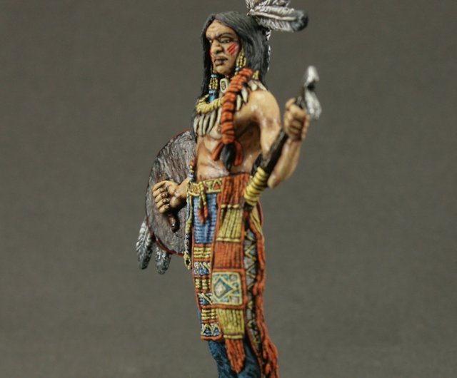 figure An Indian with a shield and a tamagawalk 54 mm Tin soldier 