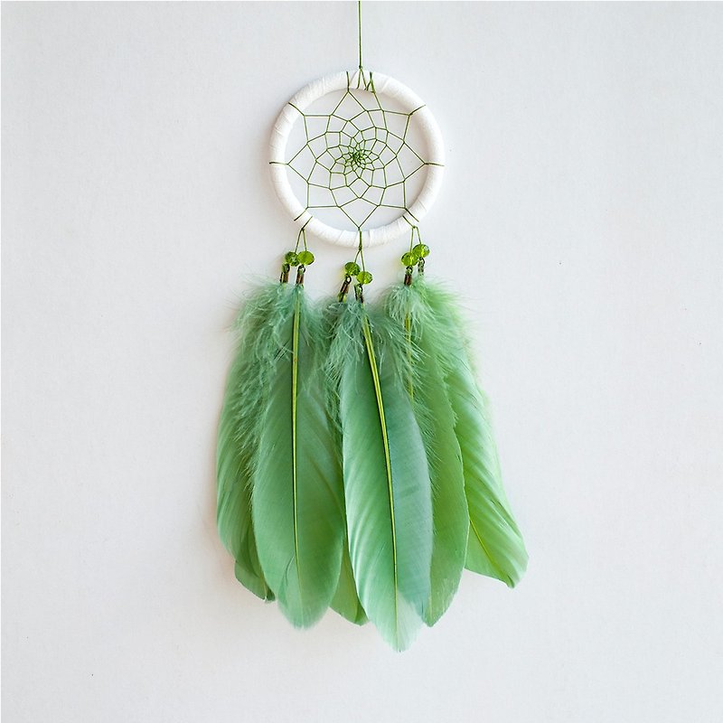 Simple Green-Finished Dream Catcher-Home Decoration Exchange Gifts - พวงกุญแจ - วัสดุอื่นๆ สีเขียว