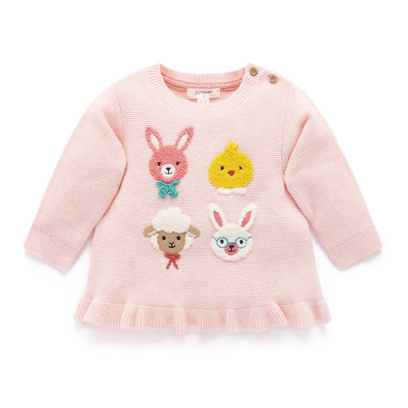 澳洲Purebaby有機棉女童長袖上衣18M ~5T 粉桃針織衫 - 男/女童裝 - 棉．麻 