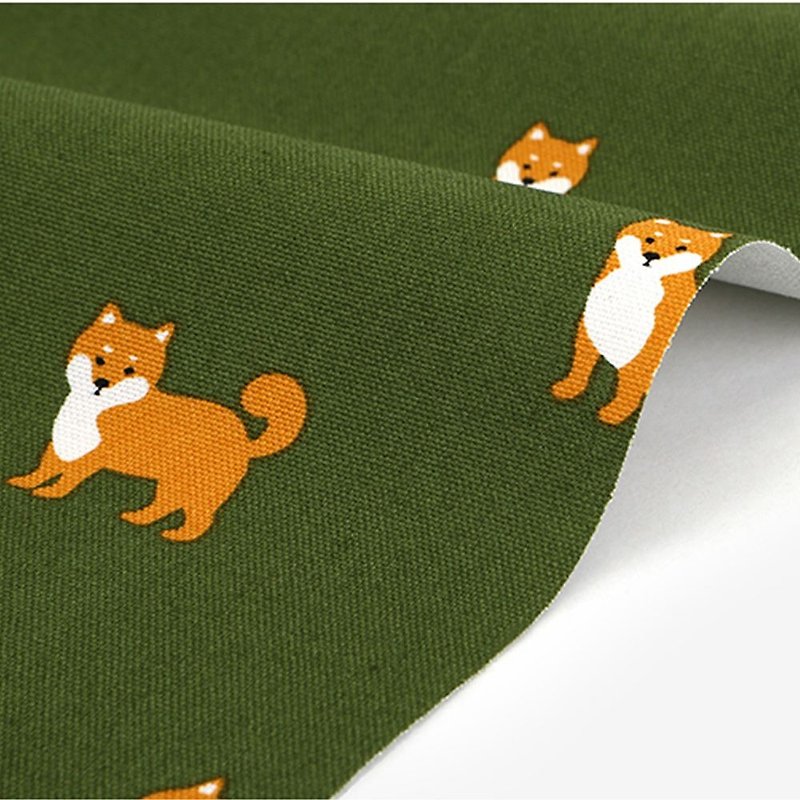 Dailylike design fabric Oxford cloth - I love Shiba Inu, E2D09819 - Knitting, Embroidery, Felted Wool & Sewing - Cotton & Hemp Green