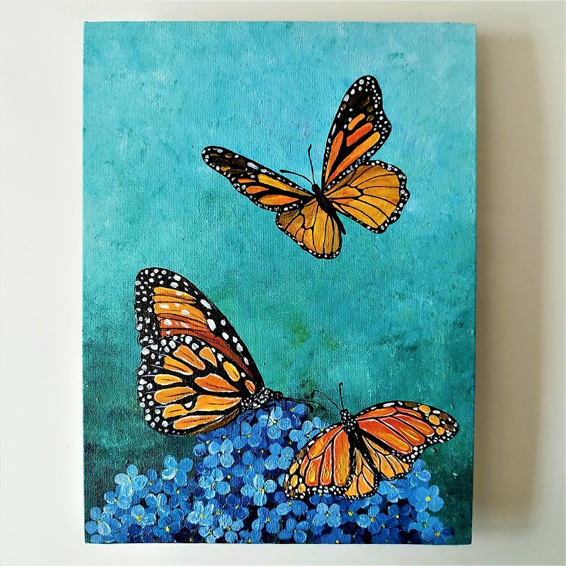 Unique Acrylic Painting of Monarch Butterflies - Unforgettable Insect Artwork - 壁貼/牆壁裝飾 - 壓克力 多色