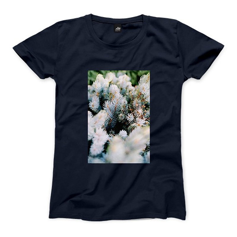 植物 - ダークブルー - 女性のTシャツ - Tシャツ - コットン・麻 ブルー