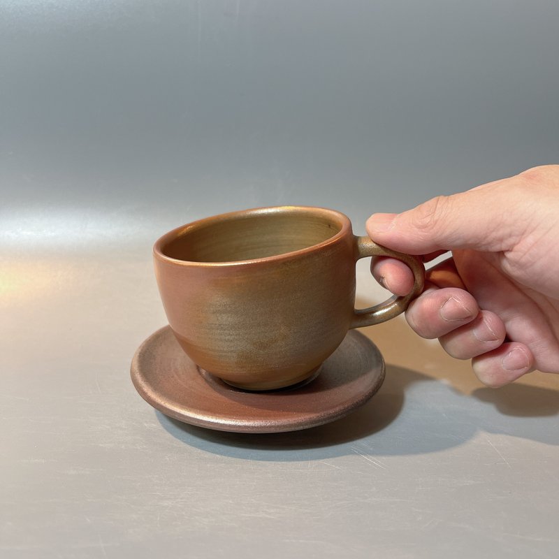 柴燒咖啡杯盤 / 180cc / 花茶杯盤  / 小平凡手作 - 茶壺/茶杯/茶具 - 陶 