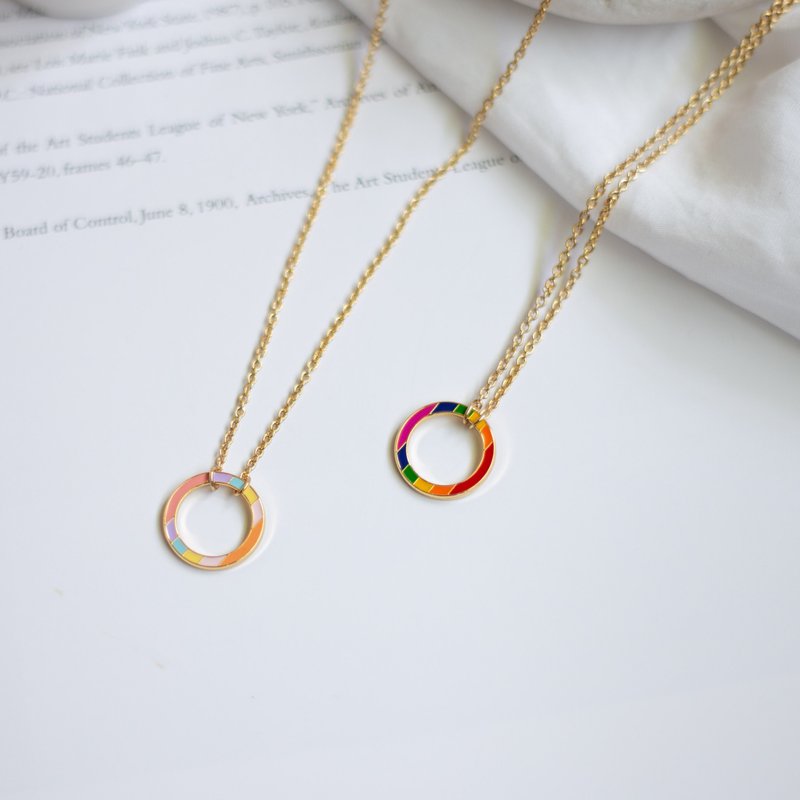 彩虹項鍊  LGBT 鍍k金 項鍊 頸鏈 彩虹 手鍊 - 項鍊 - 琺瑯 多色