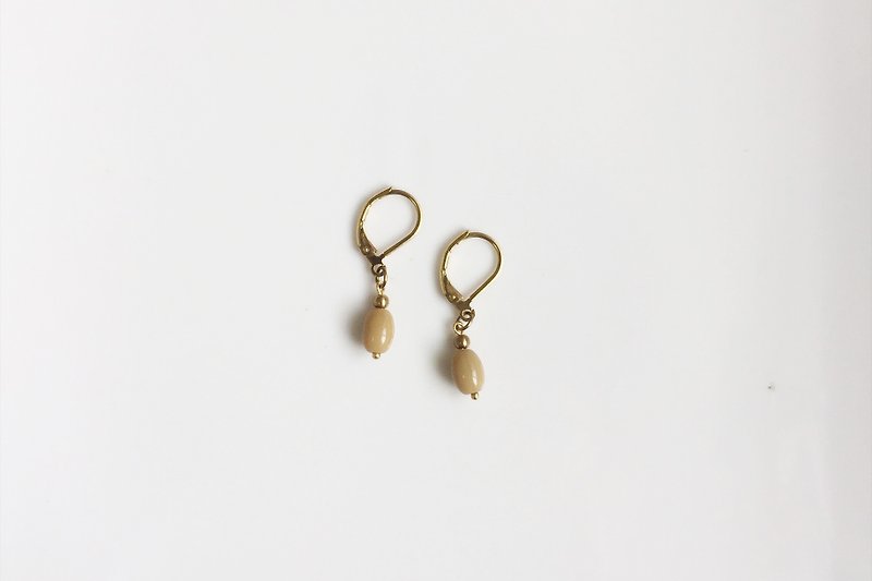 小可 黃銅玻璃珠造型耳環 - 耳環/耳夾 - 其他金屬 咖啡色