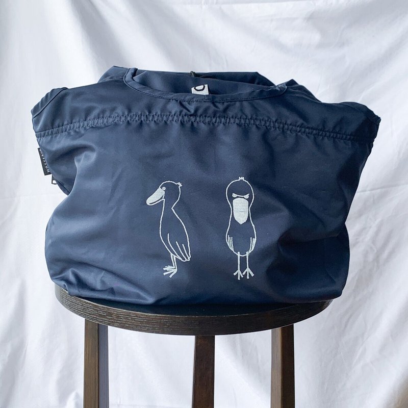 eco-friendly reusable bag of a Shoebill (navy) - Handbags & Totes - Polyester Blue