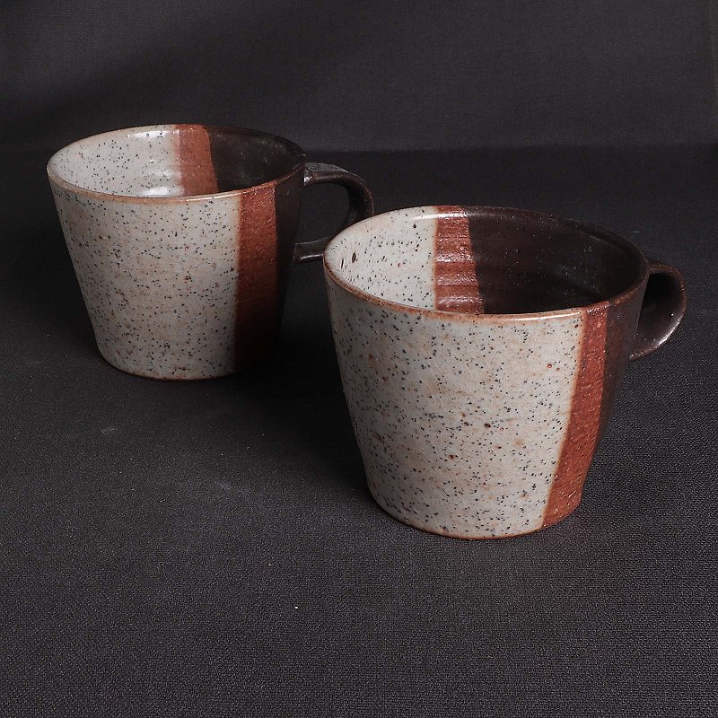 Ming bud kiln l hand made texture Zhiye iron spot three-color coffee cup - Mugs - Pottery Multicolor