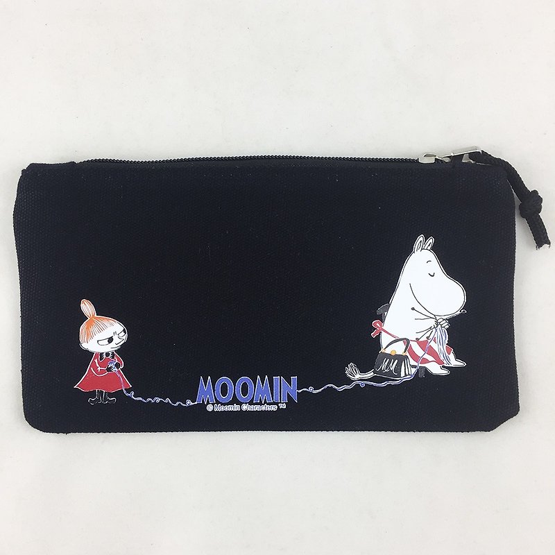 Moomin授權-筆袋(黑) - 鉛筆盒/筆袋 - 棉．麻 黑色