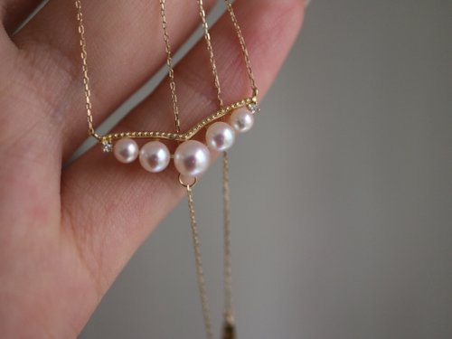 KOKO PEARL JEWELRY 京都原創直郵 海水akoya珍珠18k金項鍊 3-6mm並排設計