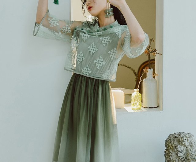 2020 summer new product retro national wind dress dress two-piece suit -  Shop annechen One Piece Dresses - Pinkoi