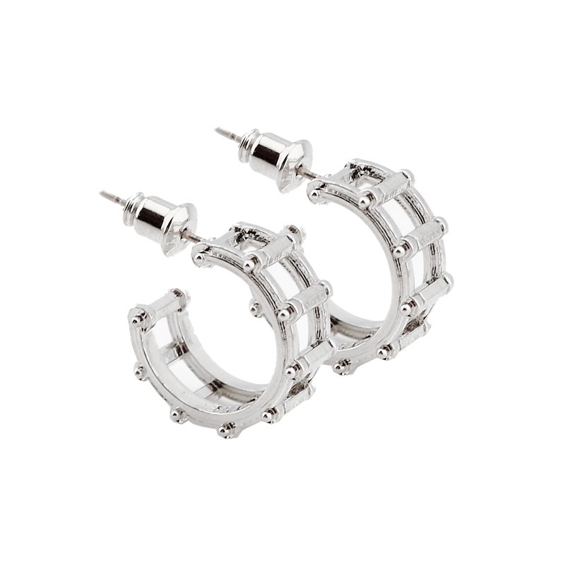 NEW NOISE 音樂飾品實驗所-小鼓骨架耳環(銀色) Drum earrings - 耳環/耳夾 - 其他金屬 灰色