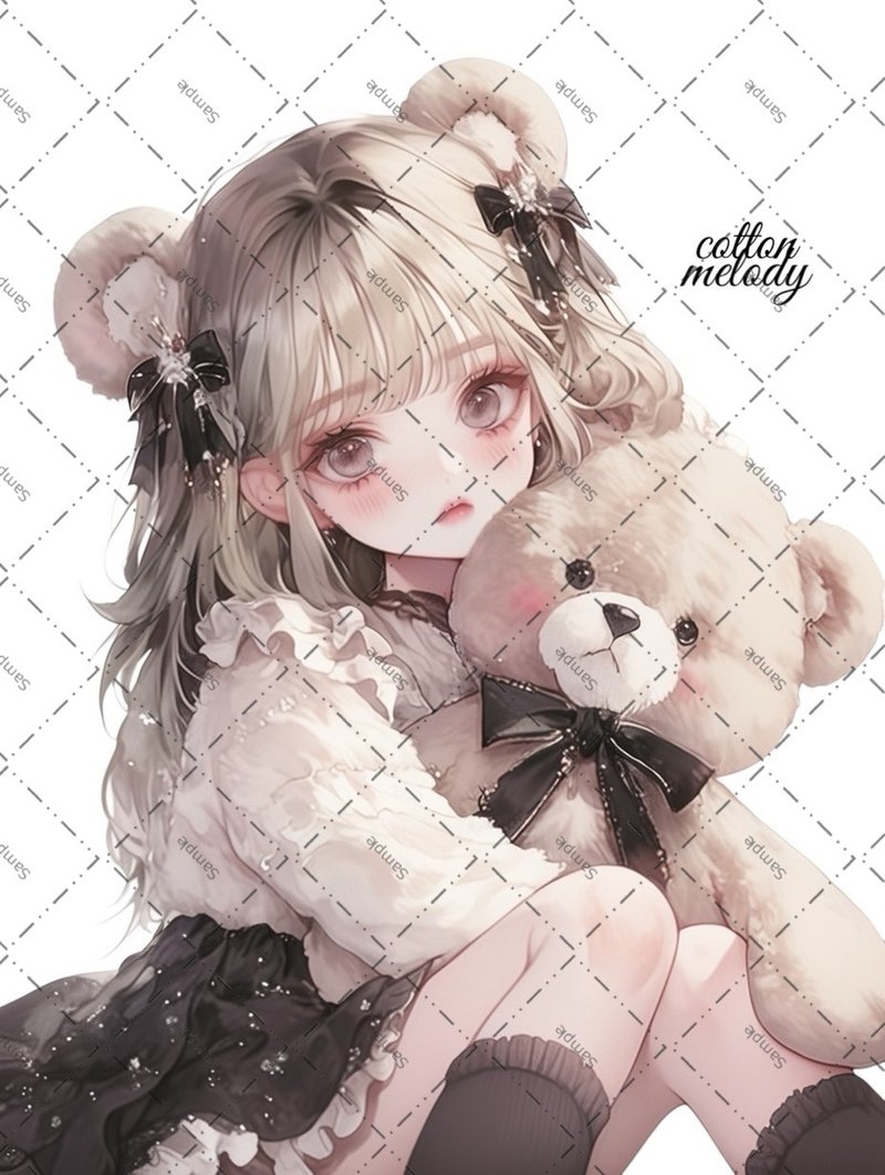 original sticker no.1856 人物ステッカー オリジナルステッカー オリジナル人物ステッカー 装飾ステッカー cotton melody - 貼紙 - 紙 