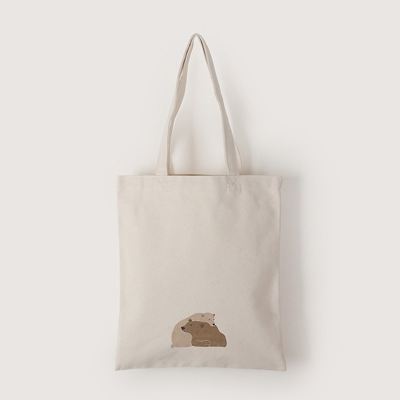 Shoulder bag + illustration - กระเป๋าแมสเซนเจอร์ - ผ้าฝ้าย/ผ้าลินิน ขาว
