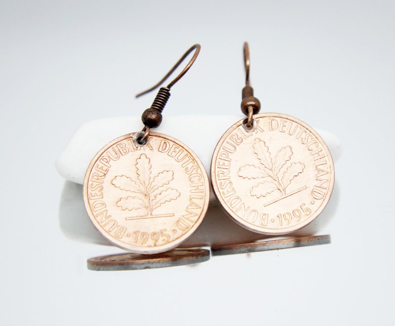 Mini Coin Earrings Ancient Coin Jewelry Coin Drop Earrings Tiny Coin Earrings - 耳環/耳夾/耳骨夾 - 其他金屬 